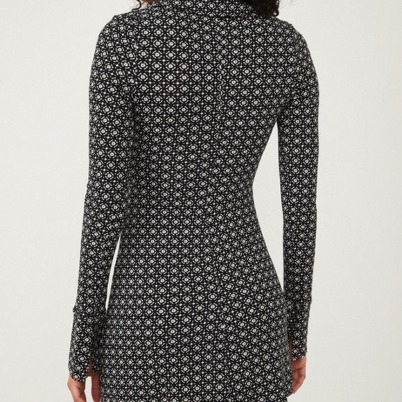 Free People Black and White Shayla Long Sleeve Button Mini Dress - Picture 3 of 5